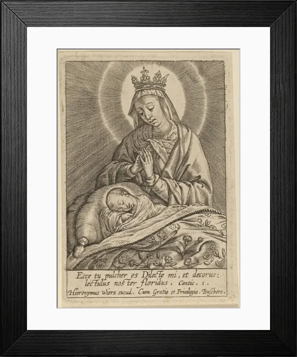 Framed Print : Ecce tu pulcher es Dilecte.... Creator: Hieronymous Wierix Framed Print : Ecce tu pulcher es Dilecte.... Creator: Hieronymous Wierix