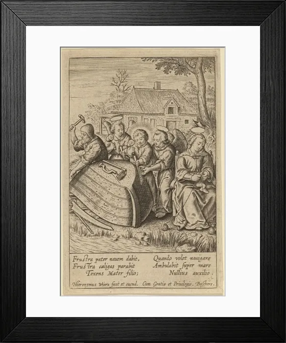 Framed Print : Frustra pater nauem dabit. Creator: Hieronymous Wierix Framed Print : Frustra pater nauem dabit. Creator: Hieronymous Wierix