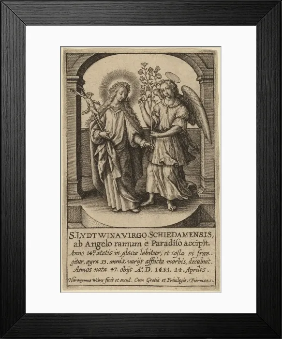 Framed Print : S. Lydtwina Virgo Schiedamensis.... Creator: Hieronymous Wierix Framed Print : S. Lydtwina Virgo Schiedamensis.... Creator: Hieronymous Wierix