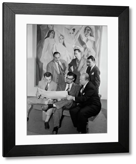 Framed Print : Portrait of Ralph Burns, Edwin A. Finckel, George Handy, Neal Hefti...Museum of Modern Art, NY, 1947 Creator: William Paul Gottlieb Framed Print : Portrait of Ralph Burns, Edwin A. Finckel, George Handy, Neal Hefti...Museum of Modern Art, NY, 1947 Creator: William Paul Gottlieb