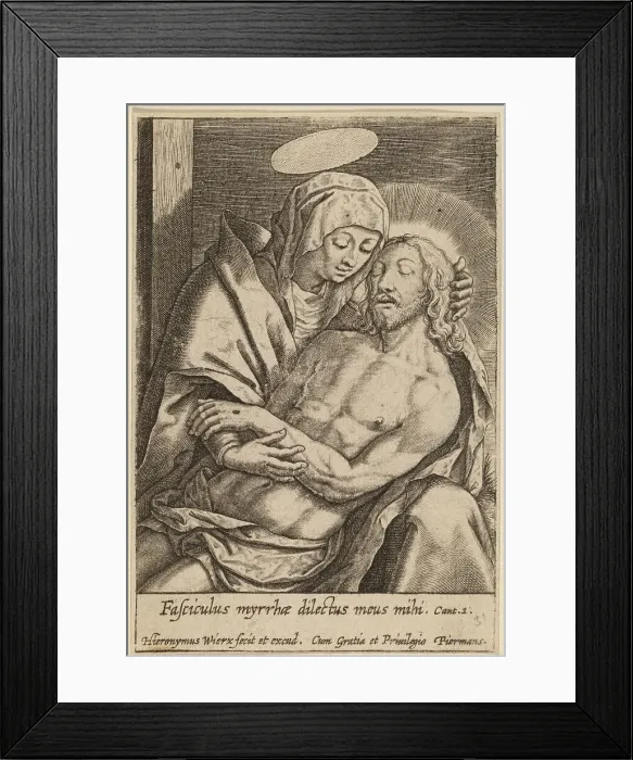 Framed Print : Fasciculus myrrhae dilectus meus mihi. Creator: Hieronymous Wierix Framed Print : Fasciculus myrrhae dilectus meus mihi. Creator: Hieronymous Wierix