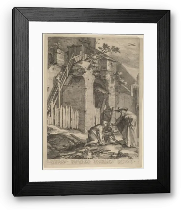 Framed Print : The Prophet Elijah with the Widow of Zarephath, 1604. Creator: Jan Saenredam Framed Print : The Prophet Elijah with the Widow of Zarephath, 1604. Creator: Jan Saenredam