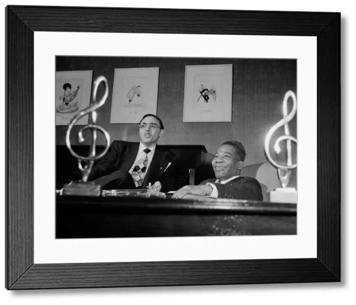 Framed Print : Portrait of Bernie Benjamin and George (George David) Weiss in their office, N.Y. ca. Apr. 1947. Creator: William Paul Gottlieb Framed Print : Portrait of Bernie Benjamin and George (George David) Weiss in their office, N.Y. ca. Apr. 1947. Creator: William Paul Gottlieb