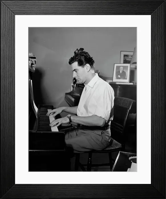 Framed Print : Portrait of Leonard Bernstein in his apartment, New York, N.Y. 1946. Creator: William Paul Gottlieb Framed Print : Portrait of Leonard Bernstein in his apartment, New York, N.Y. 1946. Creator: William Paul Gottlieb