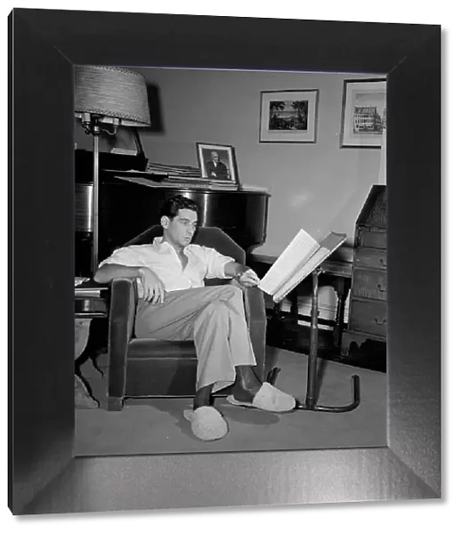 Portrait of Leonard Bernstein in his apartment, New York, N.Y. 1946. Creator: William Paul Gottlieb