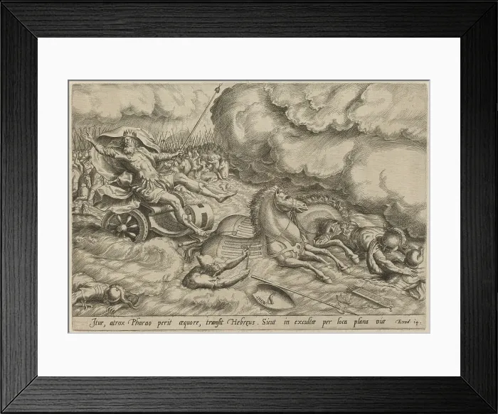 Framed Print : The Crossing of the Red Sea, 1585. Creator: Jan Wierix Framed Print : The Crossing of the Red Sea, 1585. Creator: Jan Wierix