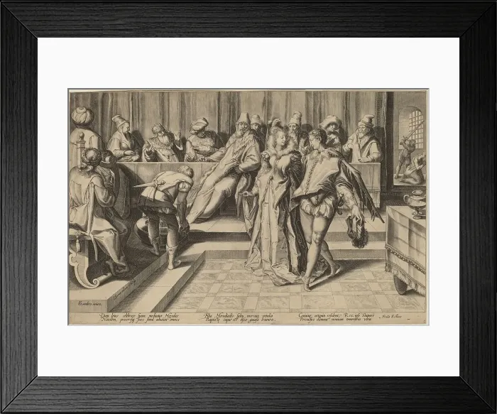 Framed Print : Salome Dancing Before Herod, c. 1592. Creator: Jan Saenredam Framed Print : Salome Dancing Before Herod, c. 1592. Creator: Jan Saenredam
