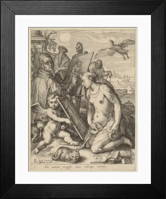 Framed Print : Artist Painting a Nude Woman: Allegory of Visual Perception, 1616. Creator: Jan Saenredam Framed Print : Artist Painting a Nude Woman: Allegory of Visual Perception, 1616. Creator: Jan Saenredam