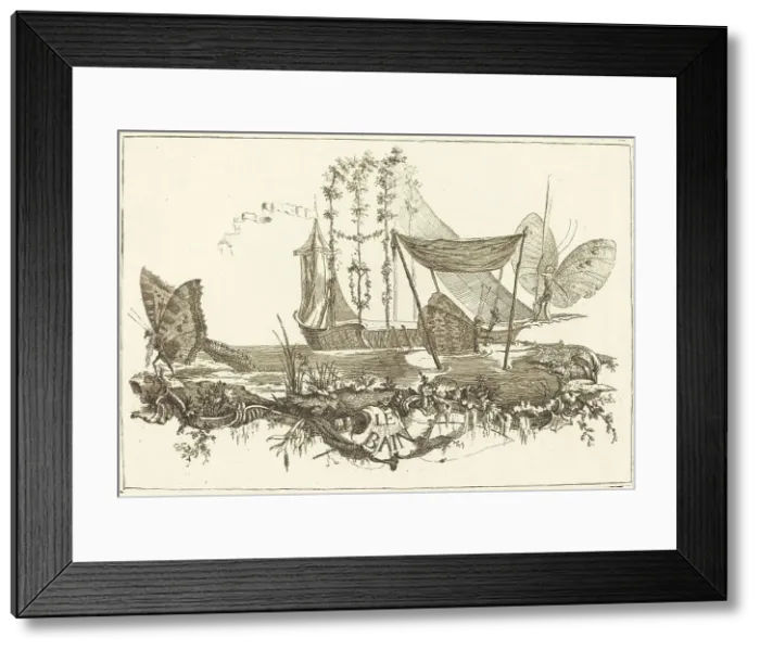 Framed Print : Le Bain, in or after 1756. Creator: Charles-Germain de Saint-Aubin Framed Print : Le Bain, in or after 1756. Creator: Charles-Germain de Saint-Aubin