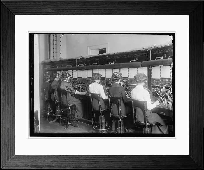 Framed Print : Telephone operators, between 1914 and 1917. Creator: Harris & Ewing. Telephone operators, between 1914 and 1917. Creator: Harris & Ewing Framed Print : Telephone operators, between 1914 and 1917. Creator: Harris & Ewing. Telephone operators, between 1914 and 1917. Creator: Harris & Ewing