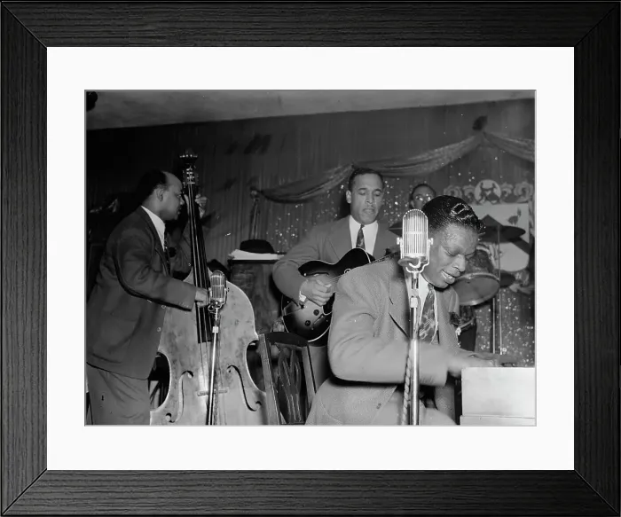 Framed Print : Portrait of Wesley Prince, Oscar Moore, and Nat King Cole, Zanzibar, New York, N.Y. ca. July 1946. Creator: William Paul Gottlieb Framed Print : Portrait of Wesley Prince, Oscar Moore, and Nat King Cole, Zanzibar, New York, N.Y. ca. July 1946. Creator: William Paul Gottlieb