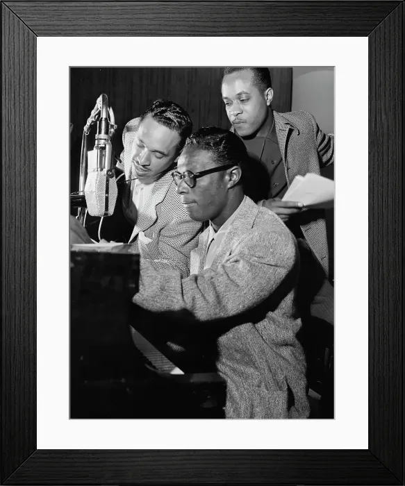 Framed Print : Portrait of Oscar Moore, Nat King Cole, and Wesley Prince, New York, N.Y. ca. July 1946. Creator: William Paul Gottlieb Framed Print : Portrait of Oscar Moore, Nat King Cole, and Wesley Prince, New York, N.Y. ca. July 1946. Creator: William Paul Gottlieb