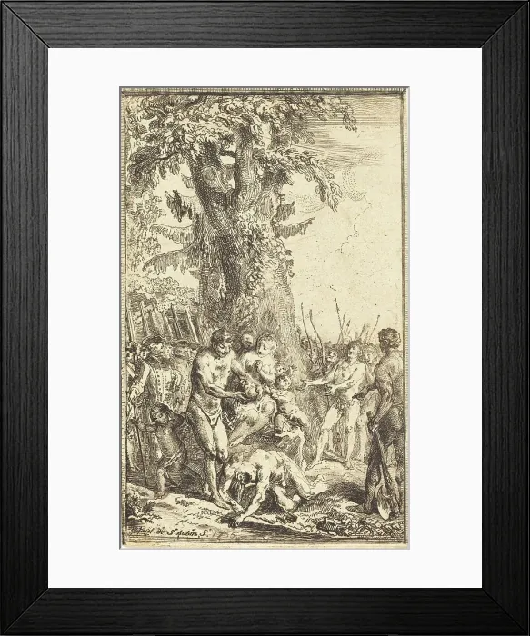 Framed Print : Heroic Act of a Father Who Sacrifices for His Son (Trait heroique d'un pere qui se sacrifie...), 176 Creator: Gabriel de Saint-Aubin