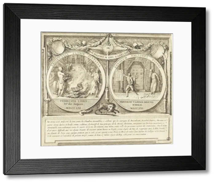 Framed Print : Expulsion of the Jesuits (Expulsion des Jesuites), 1761. Creator: Gabriel de Saint-Aubin Framed Print : Expulsion of the Jesuits (Expulsion des Jesuites), 1761. Creator: Gabriel de Saint-Aubin