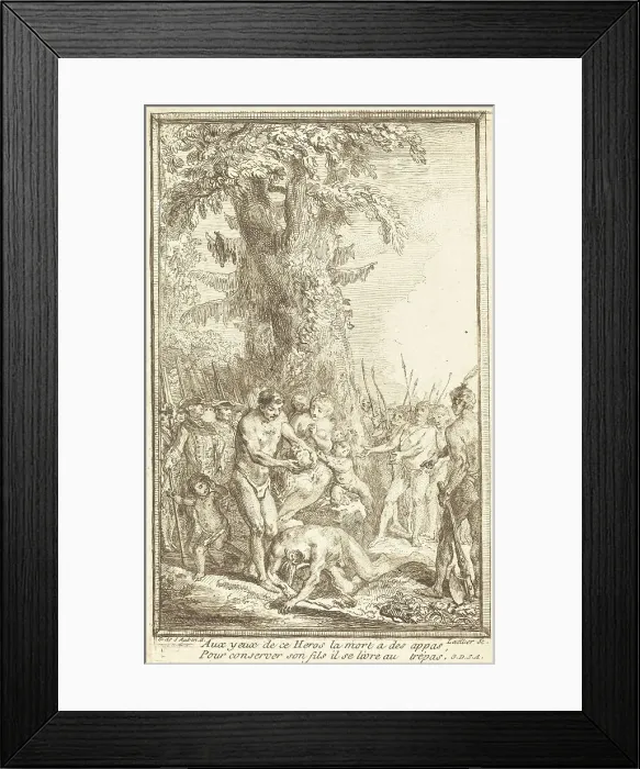 Framed Print : Heroic Act of a Father Who Sacrifices for His Son (Trait heroique d'un pere qui se sacrifie...), 176 Creator: Gabriel de Saint-Aubin