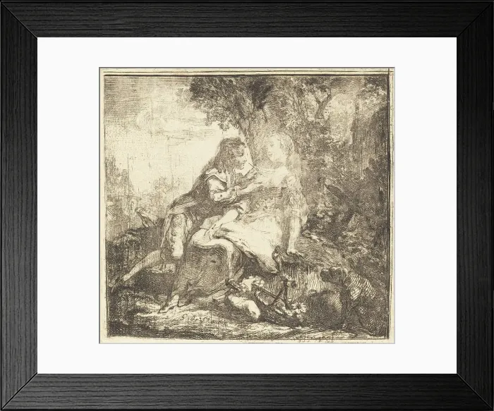 Framed Print : The Two Lovers (Les deux amants), 1750. Creator: Gabriel de Saint-Aubin Framed Print : The Two Lovers (Les deux amants), 1750. Creator: Gabriel de Saint-Aubin