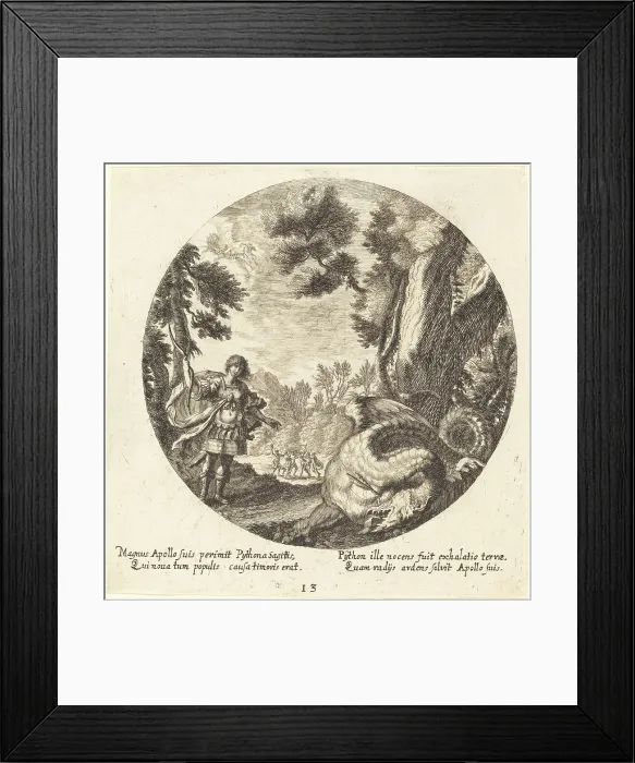 Framed Print : Apollo Killing the Python, 1665. Creator: Georg Andreas Wolfgang