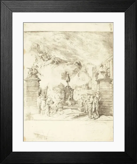 Framed Print : Allegorie sur l'Erection de la Statue de Louis XV (Allegory on the Establishment of a, c. 1763. Creator: Gabriel de Saint-Aubin) Framed Print : Allegorie sur l'Erection de la Statue de Louis XV (Allegory on the Establishment of a, c. 1763. Creator: Gabriel de Saint-Aubin)