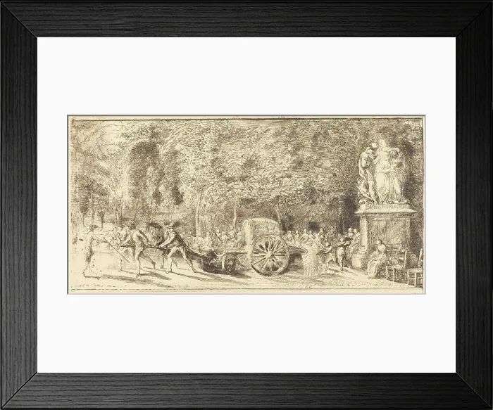 Framed Print : Le tonneau d'arrosage [upper half], 1762. Creator: Gabriel de Saint-Aubin