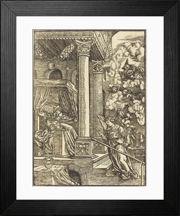 Framed Print : The Annunciation. Creator: Hans Schäufelein the Elder Framed Print : The Annunciation. Creator: Hans Schäufelein the Elder