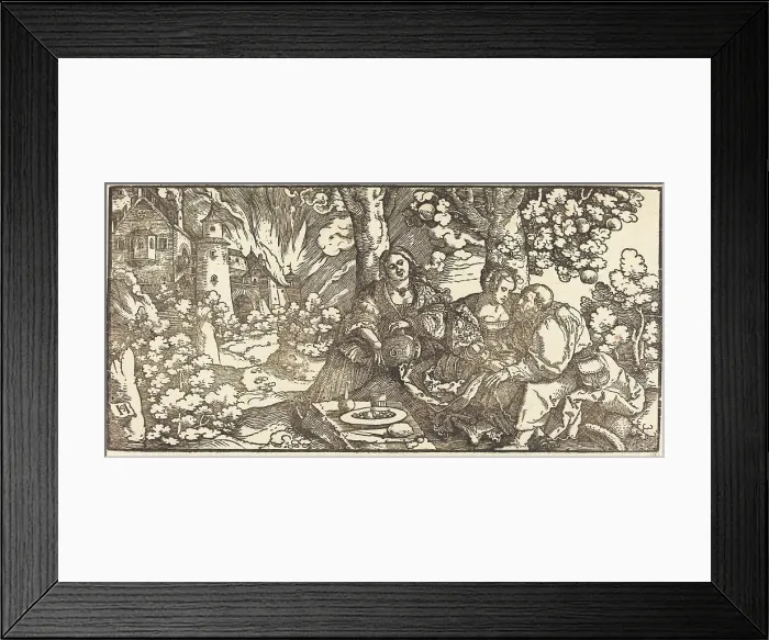 Framed Print : Lot and His Daughters, c. 1530. Creator: Hans Schäufelein the Elder Framed Print : Lot and His Daughters, c. 1530. Creator: Hans Schäufelein the Elder