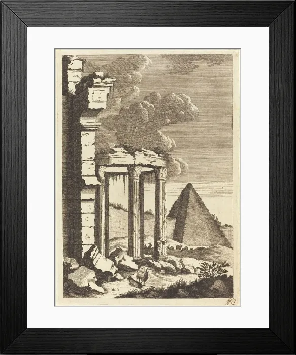 Framed Print : Goats before Ruins and a Pyramid, c. 1650. Creator: Bernhard Zaech Framed Print : Goats before Ruins and a Pyramid, c. 1650. Creator: Bernhard Zaech