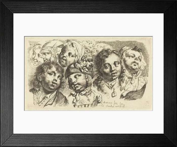Framed Print : Nine Children's Heads, 1765. Creator: Johann Eleazar Schenau Framed Print : Nine Children's Heads, 1765. Creator: Johann Eleazar Schenau