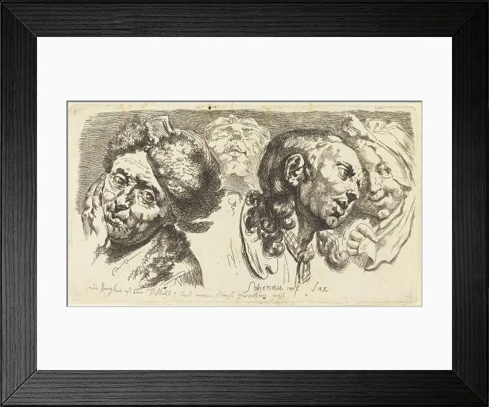 Framed Print : Four Heads, 1765. Creator: Johann Eleazar Schenau Framed Print : Four Heads, 1765. Creator: Johann Eleazar Schenau