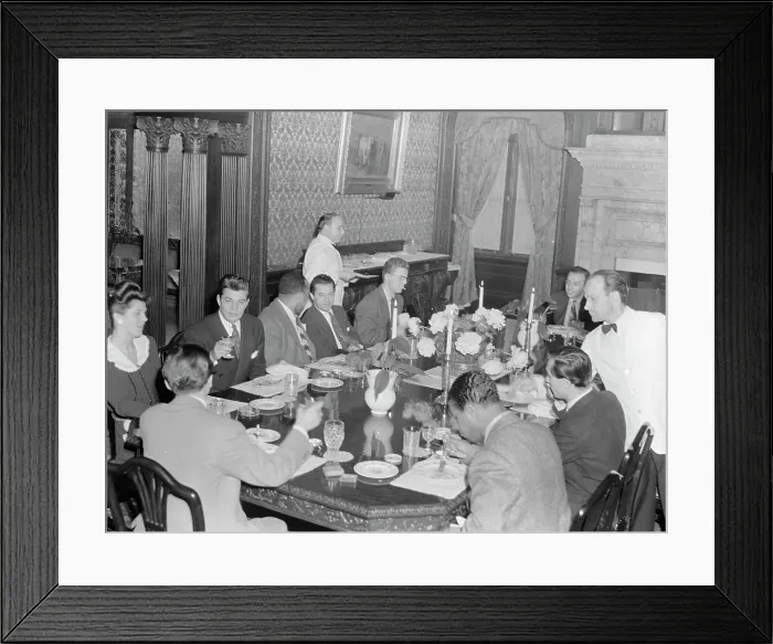Framed Print : Portrait of Nesuhi Ertegun, Adele Girard, Joe Marsala... Turkish Embassy, Washington, D.C. 1938. Creator: William Paul Gottlieb Framed Print : Portrait of Nesuhi Ertegun, Adele Girard, Joe Marsala... Turkish Embassy, Washington, D.C. 1938. Creator: William Paul Gottlieb