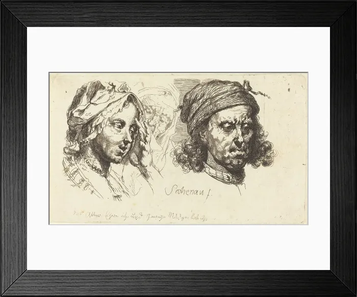 Framed Print : Young Woman, Old Woman, and Man with Long Hair, 1765. Creator: Johann Eleazar Schenau Framed Print : Young Woman, Old Woman, and Man with Long Hair, 1765. Creator: Johann Eleazar Schenau