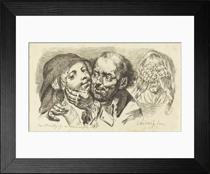 Framed Print : Young Woman Embraced by an Older Man, 1765. Creator: Johann Eleazar Schenau Framed Print : Young Woman Embraced by an Older Man, 1765. Creator: Johann Eleazar Schenau