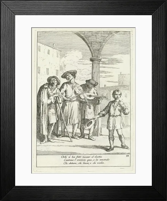 Framed Print : Fà ballar i Cani (Street Entertainer), published 1753. Creator: Gaetano Gherardo Zompini Framed Print : Fà ballar i Cani (Street Entertainer), published 1753. Creator: Gaetano Gherardo Zompini
