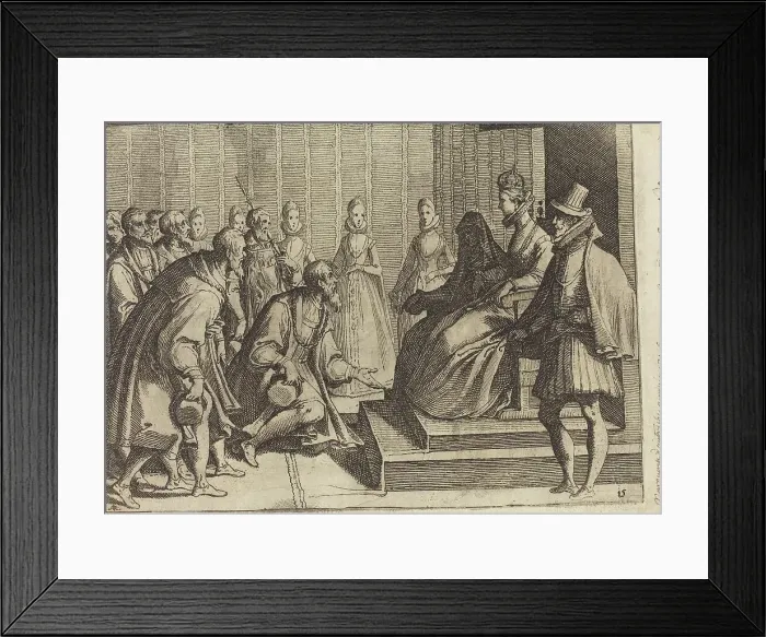Framed Print : Margaret of Austria Giving Audience to a Nobleman [verso], 1612. Creator: Raffaello Schiaminossi