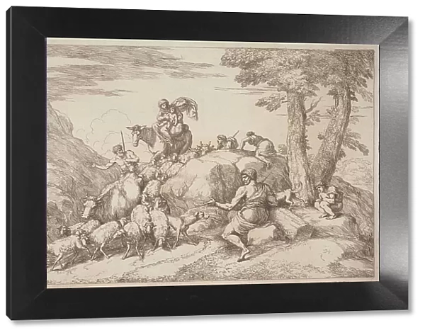 A Pastoral Journey with a Mother and Child on Horesback and an Elderly Shepherd... 1758 / 1759. Creator: Gaetano Gherardo Zompini