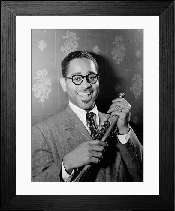 Framed Print : Portrait of Dizzy Gillespie, Famous Door, New York, N.Y. ca. June 1946. Creator: William Paul Gottlieb Framed Print : Portrait of Dizzy Gillespie, Famous Door, New York, N.Y. ca. June 1946. Creator: William Paul Gottlieb