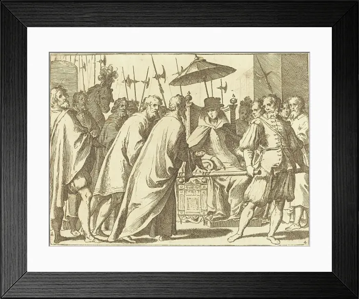 Framed Print : Margaret of Austria Being Carried in a Chaise, 1612. Creator: Raffaello Schiaminossi Framed Print : Margaret of Austria Being Carried in a Chaise, 1612. Creator: Raffaello Schiaminossi