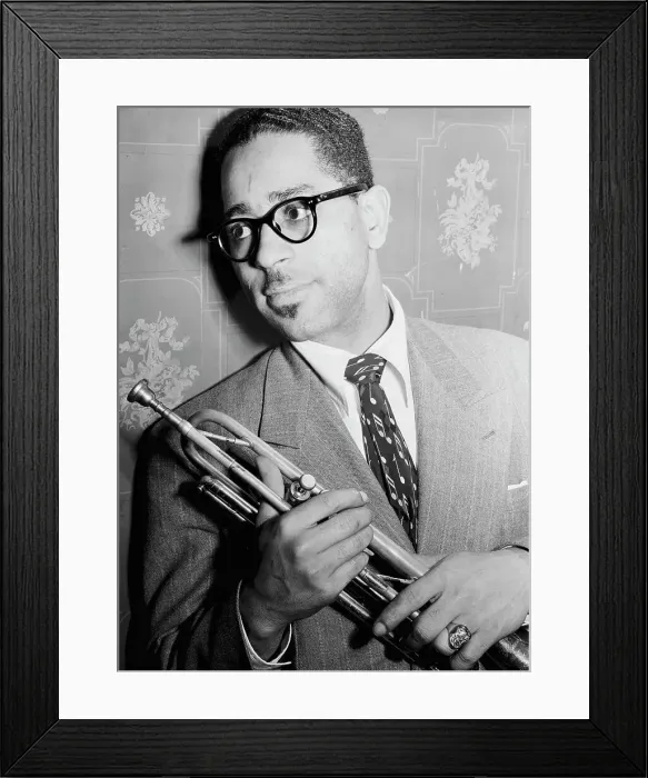 Framed Print : Portrait of Dizzy Gillespie, Famous Door, New York, N.Y. ca. June 1946. Creator: William Paul Gottlieb Framed Print : Portrait of Dizzy Gillespie, Famous Door, New York, N.Y. ca. June 1946. Creator: William Paul Gottlieb