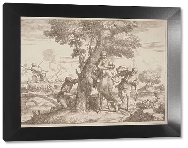The Flight into Egypt with a Shepherd Watching from Behind a Tree, 1758 / 1759. Creator: Gaetano Gherardo Zompini