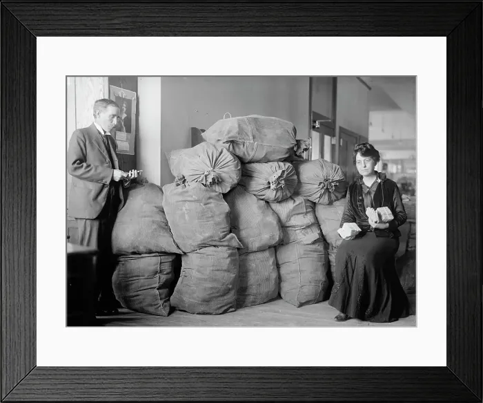 Framed Print : Post Office Department - Dead Letter Mail, Supt. Marvin Mclean And Mrs. Clara R.A. Nelson, 1917. Creator: Harris & Ewing. Post Office Department - Dead Letter Mail, Supt. Marvin Mclean And Mrs. Clara R.A. Nelson, 1917. Creator: Harris & Ewing Framed Print : Post Office Department - Dead Letter Mail, Supt. Marvin Mclean And Mrs. Clara R.A. Nelson, 1917. Creator: Harris & Ewing. Post Office Department - Dead Letter Mail, Supt. Marvin Mclean And Mrs. Clara R.A. Nelson, 1917. Creator: Harris & Ewing
