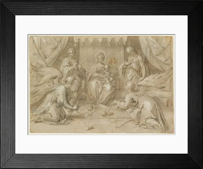 Framed Print : The Madonna Enthroned with Saint John the Baptist and Saint John the Evangelist, 1589. Creator: Hans von Aachen Framed Print : The Madonna Enthroned with Saint John the Baptist and Saint John the Evangelist, 1589. Creator: Hans von Aachen