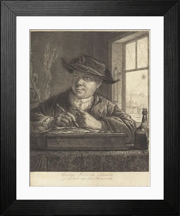 Framed Print : Self-Portrait with a Spider in the Window, 1758. Creator: Georg Friedrich Schmidt Framed Print : Self-Portrait with a Spider in the Window, 1758. Creator: Georg Friedrich Schmidt