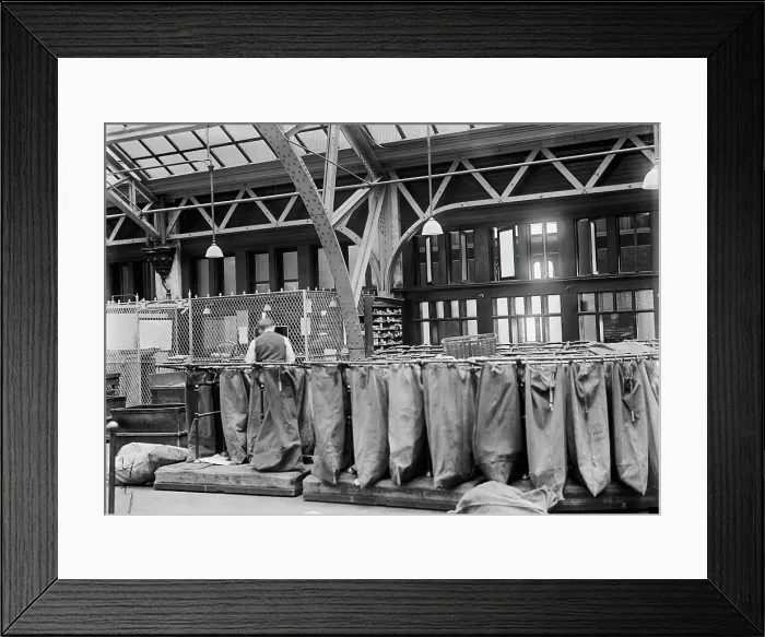 Framed Print : Post Office Department - Mailbags, 1913. Creator: Harris & Ewing. Post Office Department - Mailbags, 1913. Creator: Harris & Ewing Framed Print : Post Office Department - Mailbags, 1913. Creator: Harris & Ewing. Post Office Department - Mailbags, 1913. Creator: Harris & Ewing