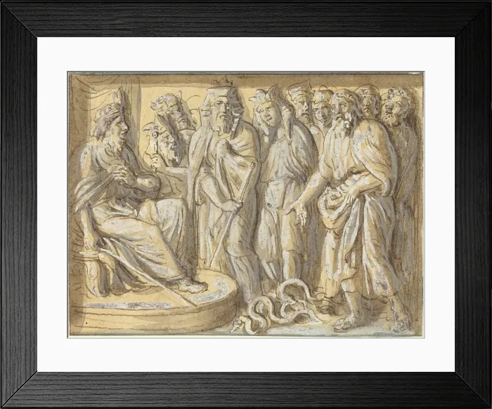 Framed Print : Moses and Aaron before Pharaoh, with the Rods Turned into Serpents. Creator: Luigi Ademollo Framed Print : Moses and Aaron before Pharaoh, with the Rods Turned into Serpents. Creator: Luigi Ademollo