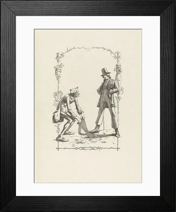 Framed Print : Peter Schlemihl Sells His Shadow, 1836. Creator: Adolf Schrödter Framed Print : Peter Schlemihl Sells His Shadow, 1836. Creator: Adolf Schrödter