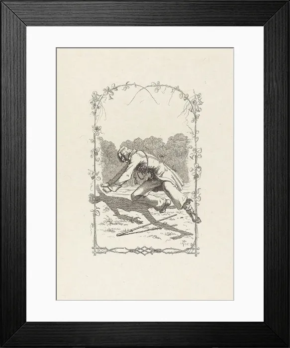 Framed Print : Peter Schlemihl Chasing His Shadow, 1836. Creator: Adolf Schrödter Framed Print : Peter Schlemihl Chasing His Shadow, 1836. Creator: Adolf Schrödter