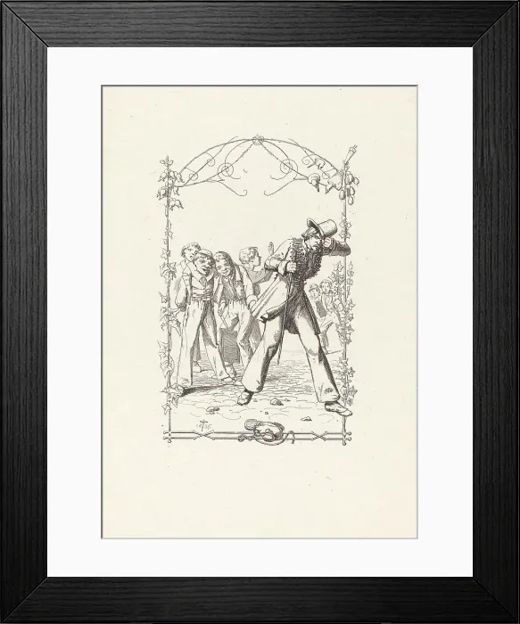 Framed Print : Peter Schlemihl Taunted for His Lack of Shadow, 1836. Creator: Adolf Schrödter Framed Print : Peter Schlemihl Taunted for His Lack of Shadow, 1836. Creator: Adolf Schrödter