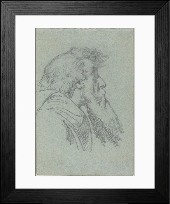 Framed Print : Bearded Man Looking Up / Cloaked Figure with Raised Arms. Creator: Alexandre Bida Framed Print : Bearded Man Looking Up / Cloaked Figure with Raised Arms. Creator: Alexandre Bida