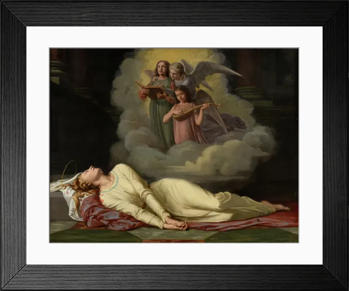 Framed Print : Dying Saint Cecilia hears a celestial concert, 1869. Creator: Guérin, Prosper (1838-1912) Framed Print : Dying Saint Cecilia hears a celestial concert, 1869. Creator: Guérin, Prosper (1838-1912)