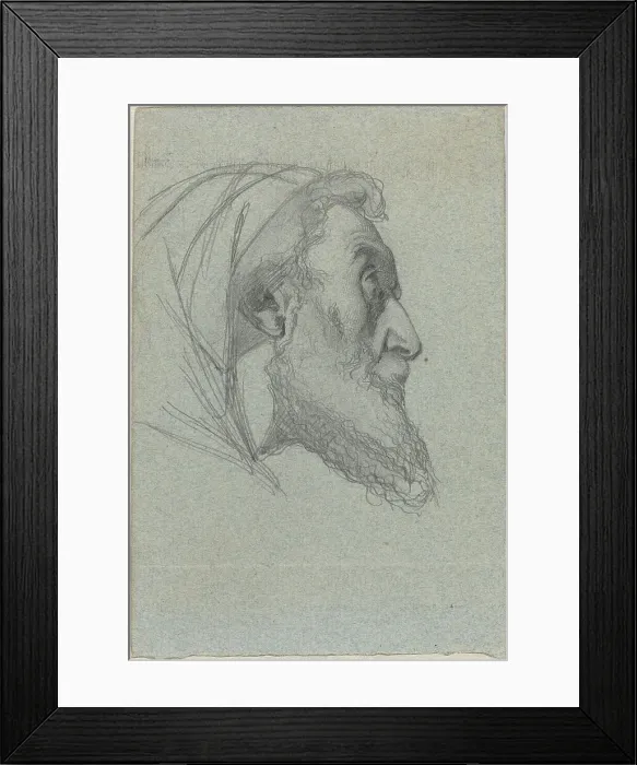 Framed Print : Bearded Man in Profile (recto) / Woman Looking Up (verso). Creator: Alexandre Bida Framed Print : Bearded Man in Profile (recto) / Woman Looking Up (verso). Creator: Alexandre Bida