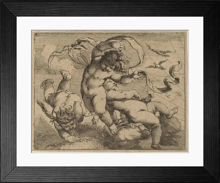 Framed Print : Three Flying Putti. Creator: Cornelis Schut I